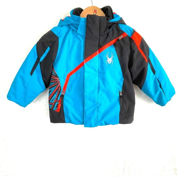 Spyder Mini Challenger Ski Snow Jacket Kids Boys Size 2 Blue Full Zip Thinsulate - Picture 1 of 13